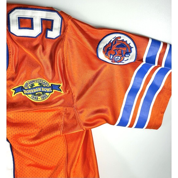 Waterboy Bobby Boucher #9 Mud Dogs 50th Bourbon Bowl Orange Football Jersey - Picture 11 of 12